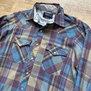Vintage WB Western Wear Shirt Mens M Tall Pearl Snap Plaid Williams Bay Cowboy